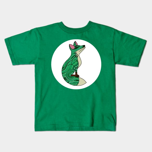 Happy Fox - Malachite Kids T-Shirt by A Rickety Ninja